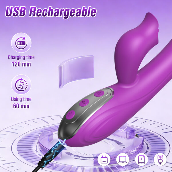6 Beth 3-in-1 Rabbit Vibrator – Purple