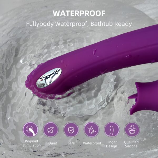 Beth 3-in-1 Thrusting Rabbit Vibrator with Licking Tongue & G-Spot Stimulation – Purple