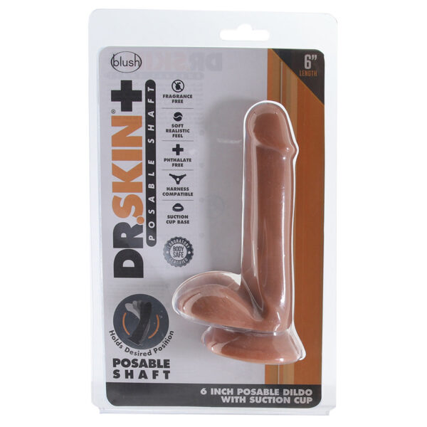 Dr. Skin Plus 6 Inch Posable Dildo in Mocha