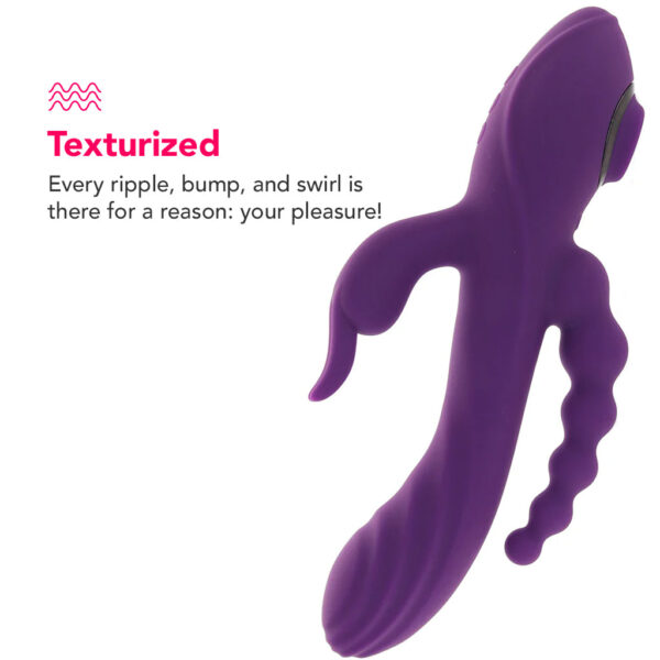 Fourgasm Triple Stimulator Sucking Rabbit Vibe in Purple