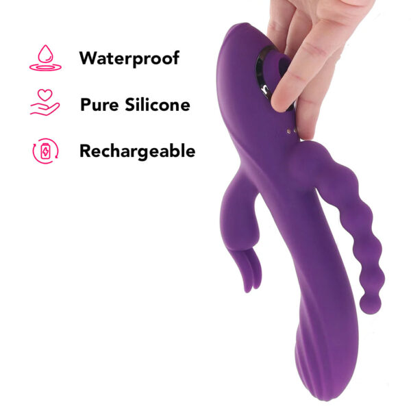 Fourgasm Triple Stimulator Sucking Rabbit Vibe in Purple