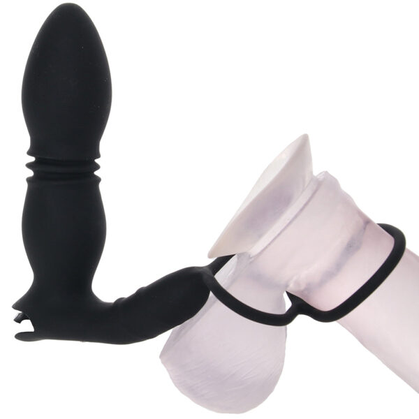 NASS-3165_2 Ass-Sation Thrusting Power Plug with Dual Ring in Black