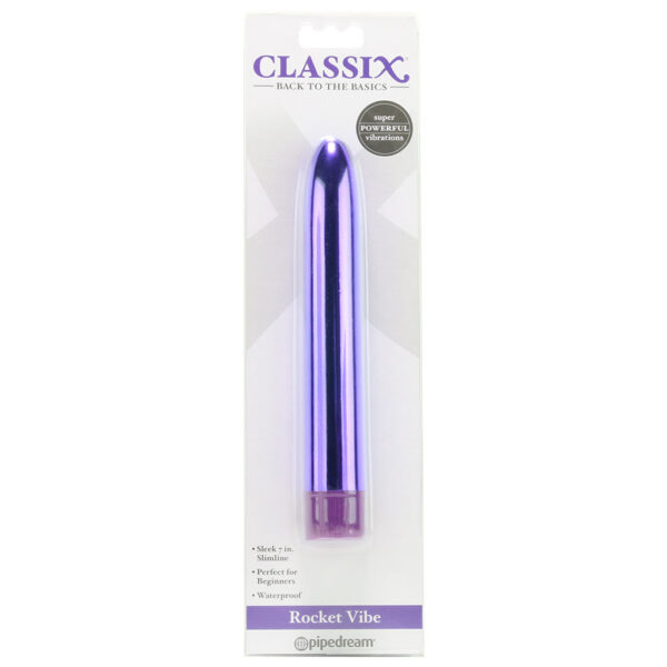 PD-1976-12_6 Classix 7 Inch Slimline Rocket Vibe in Metallic Purple
