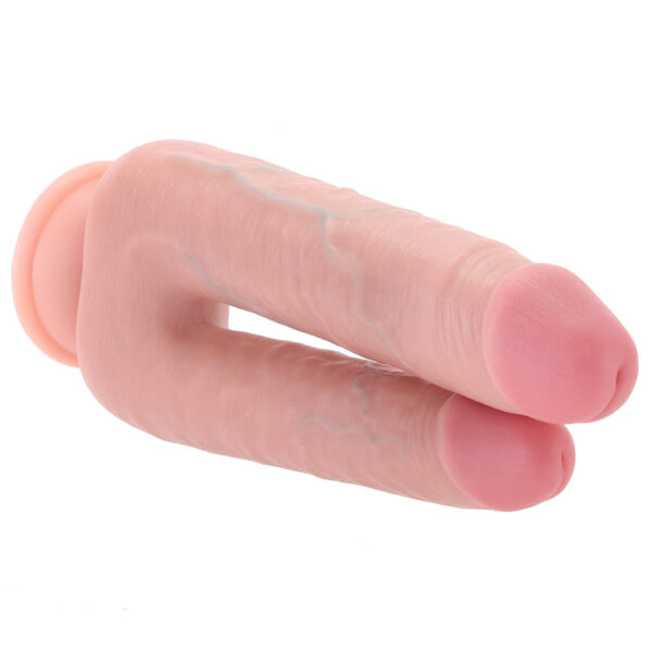 SHOTS-051721_2 RealRock Double Trouble 7 and 8 Inch Double Dildo in Light