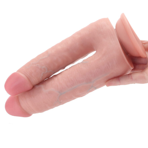 SHOTS-051721_4 RealRock Double Trouble 7 and 8 Inch Double Dildo in Light