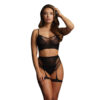Le Désir 2pc Black Bra Set With Garters