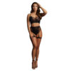 Le Désir 2pc Black Bra Set With Garters