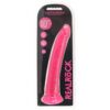 SHOTS-520074_6 RealRock Glow In The Dark 10 Inch Slim Dildo in Pink