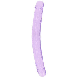 SHOTS-520869_1 RealRock Crystal Clear Jelly 13 Inch Double Dildo in Purple