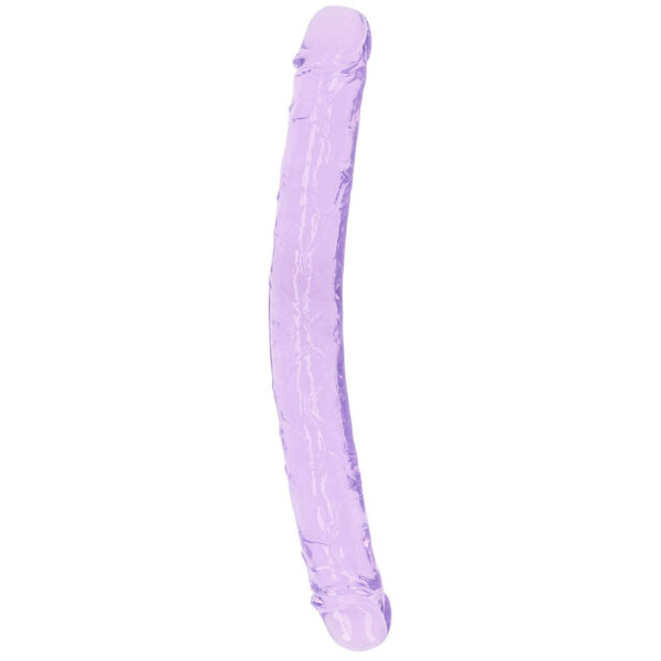 SHOTS-520869_1 RealRock Crystal Clear Jelly 13 Inch Double Dildo in Purple