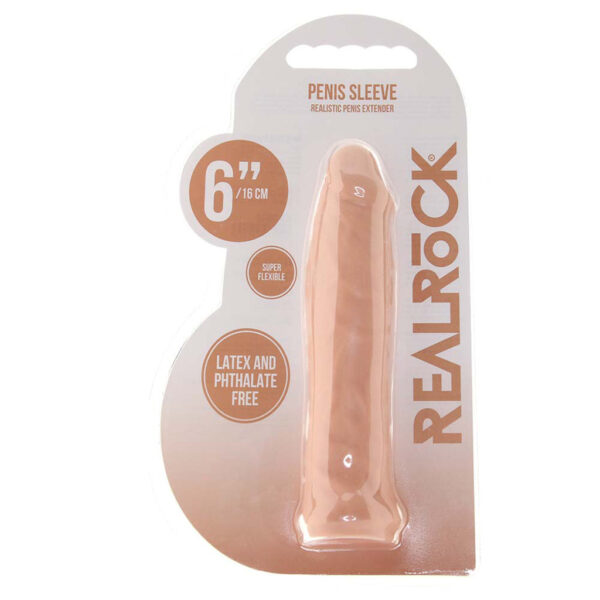 SHOTS-550557_6 RealRock Penis Sleeve 7 Inch Extender in White