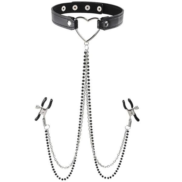 SS-098346_2 Sex & Mischief Amor Collar with Nipple Clamps