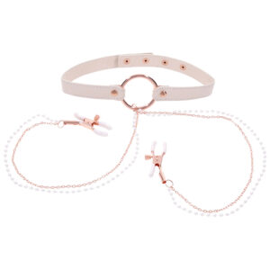 S&M Peaches 'n CreaMe Collar with Nipple Clamps