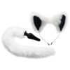 XR-029492_1 Tailz White Fox Tail Anal Plug & Ears Set
