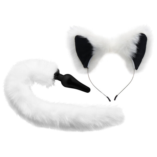 XR-029492_1 Tailz White Fox Tail Anal Plug & Ears Set