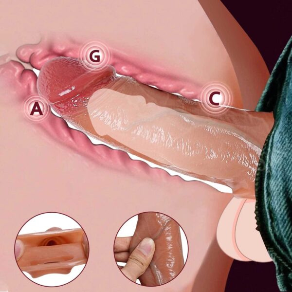 3 Realistic Silicone Cock Sleeve with Integrated Testicle Ring for Men