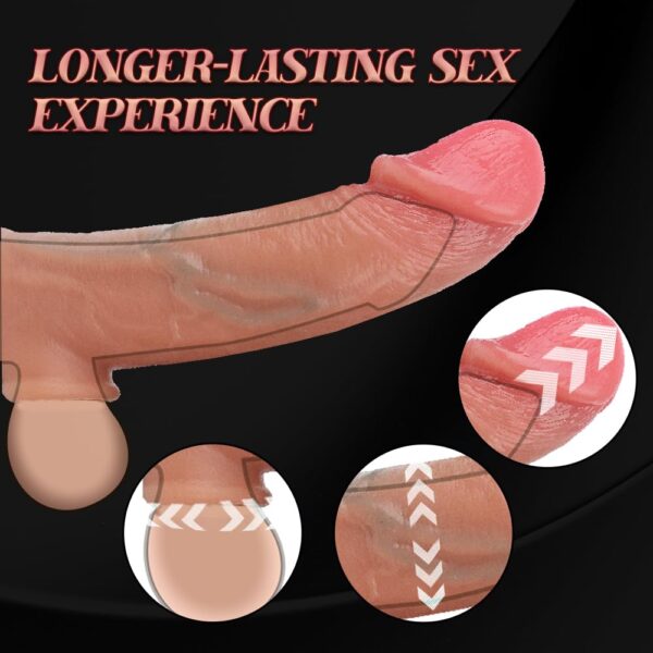 6 Realistic Silicone Cock Sleeve with Integrated Testicle Ring for Men