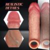 8 Realistic Silicone Cock Sleeve with Integrated Testicle Ring for Men