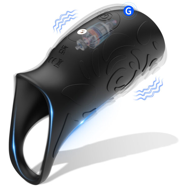 HB-2412-雷德-1 Full-Enclosed Vibrating Penis Sleeve with 10 Vibration Modes
