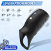 HB-2412-雷德-2 Full-Enclosed Vibrating Penis Sleeve with 10 Vibration Modes