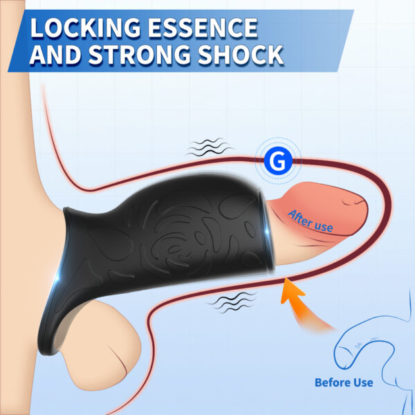 HB-2412-雷德-3 Full-Enclosed Vibrating Penis Sleeve with 10 Vibration Modes