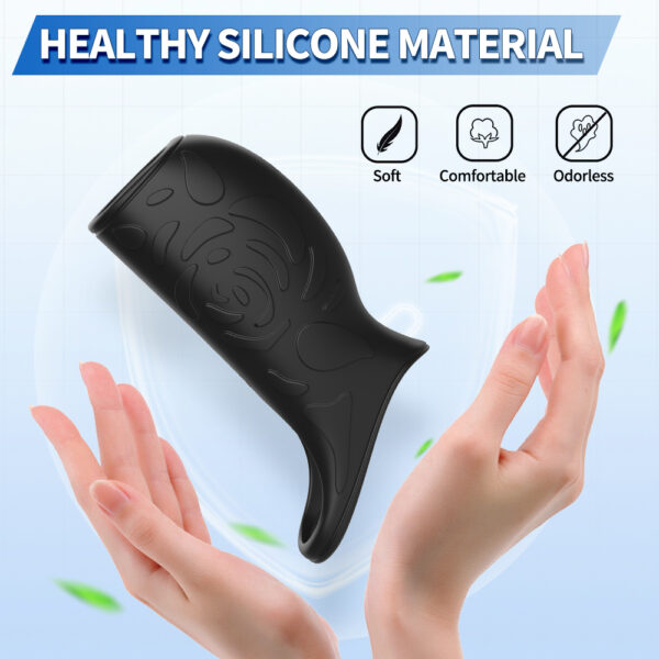 HB-2412-雷德-5 Full-Enclosed Vibrating Penis Sleeve with 10 Vibration Modes