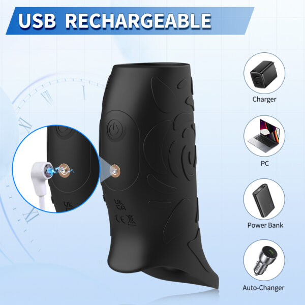 HB-2412-雷德-6 Full-Enclosed Vibrating Penis Sleeve with 10 Vibration Modes