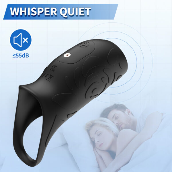 HB-2412-雷德-8 Full-Enclosed Vibrating Penis Sleeve with 10 Vibration Modes