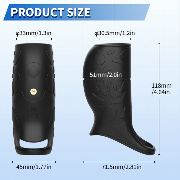 HB-2412-雷德-9 Full-Enclosed Vibrating Penis Sleeve with 10 Vibration Modes