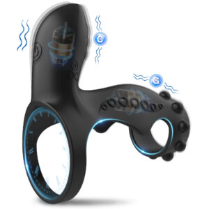 HB-2425-雷欧-1 Vibrating Penis Sleeve Cock Ring – Dual Stimulation Couples Massager with 10 Vibration Modes