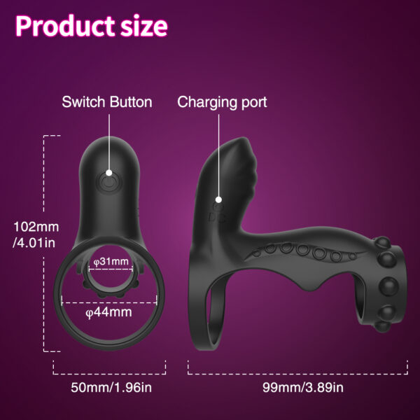 雷欧-8 Vibrating Penis Sleeve Cock Ring – Dual Stimulation Couples Massager with 10 Vibration Modes